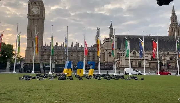 В Лондоне установили экспозицию в напоминание о погибших в Украине спортсменах